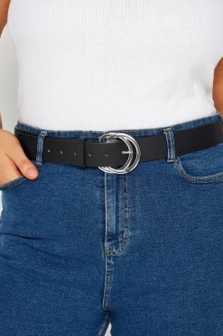 Yours Yours Black Double Hoop Belt