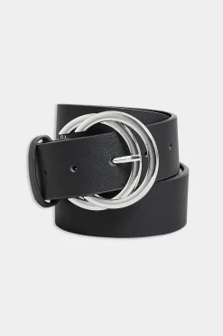 Yours Yours Black Double Hoop Belt