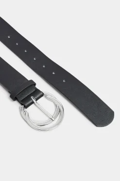 Yours Yours Black Double Hoop Belt