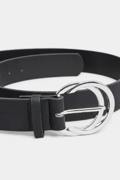 Yours Yours Black Double Hoop Belt