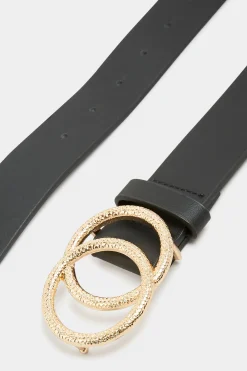Yours Yours Black Double Circle Textured Belt