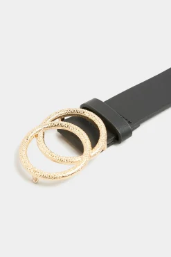 Yours Yours Black Double Circle Textured Belt