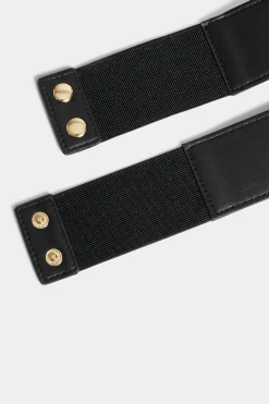 Yours Yours Black Double Ring Wide Stretch Belt