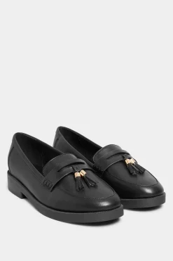 Yours Yours Black Faux Leather Tassel Loafers In Wide E Fit & Extra Wide Eee Fit