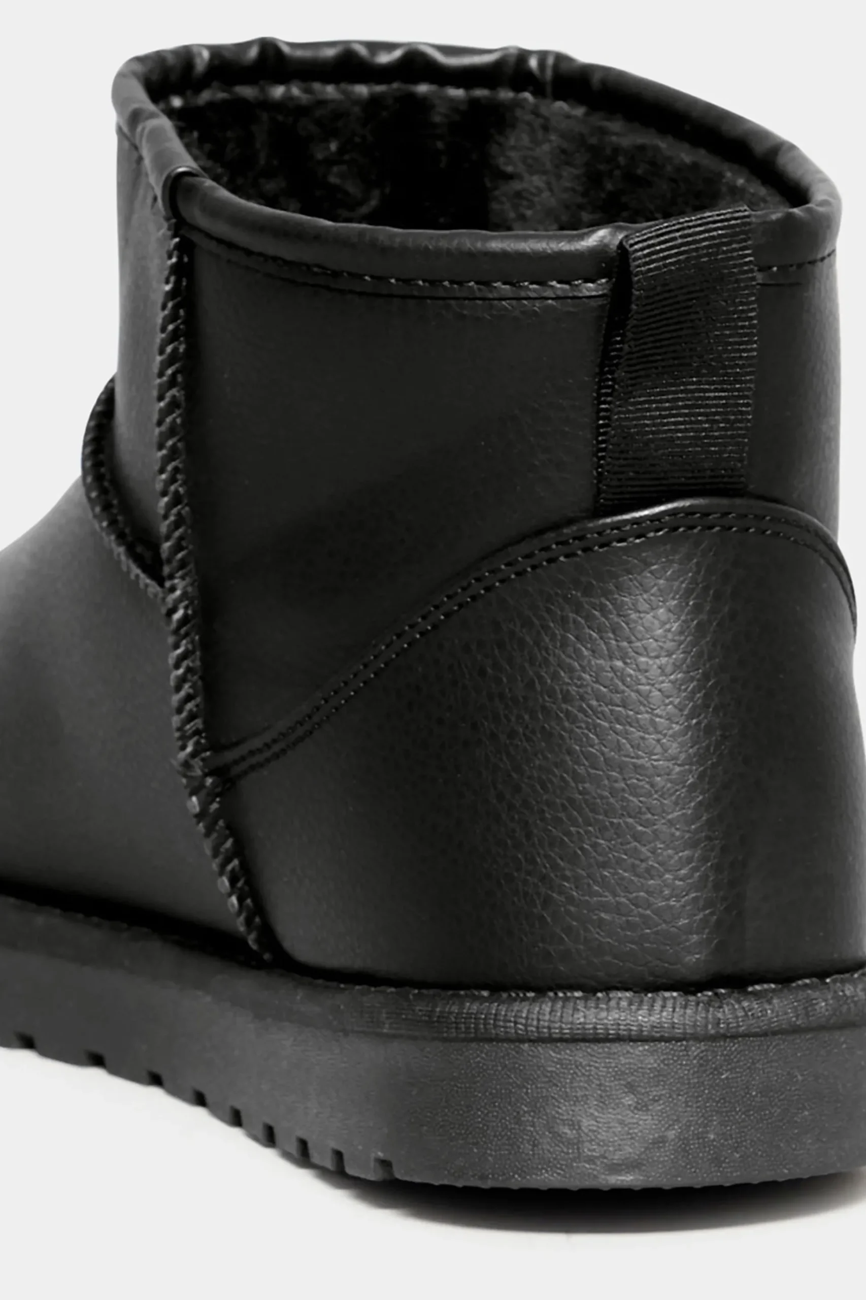 Yours Yours Black Faux Leather Faux Fur Lined Ankle Boots In Extra Wide Eee Fit