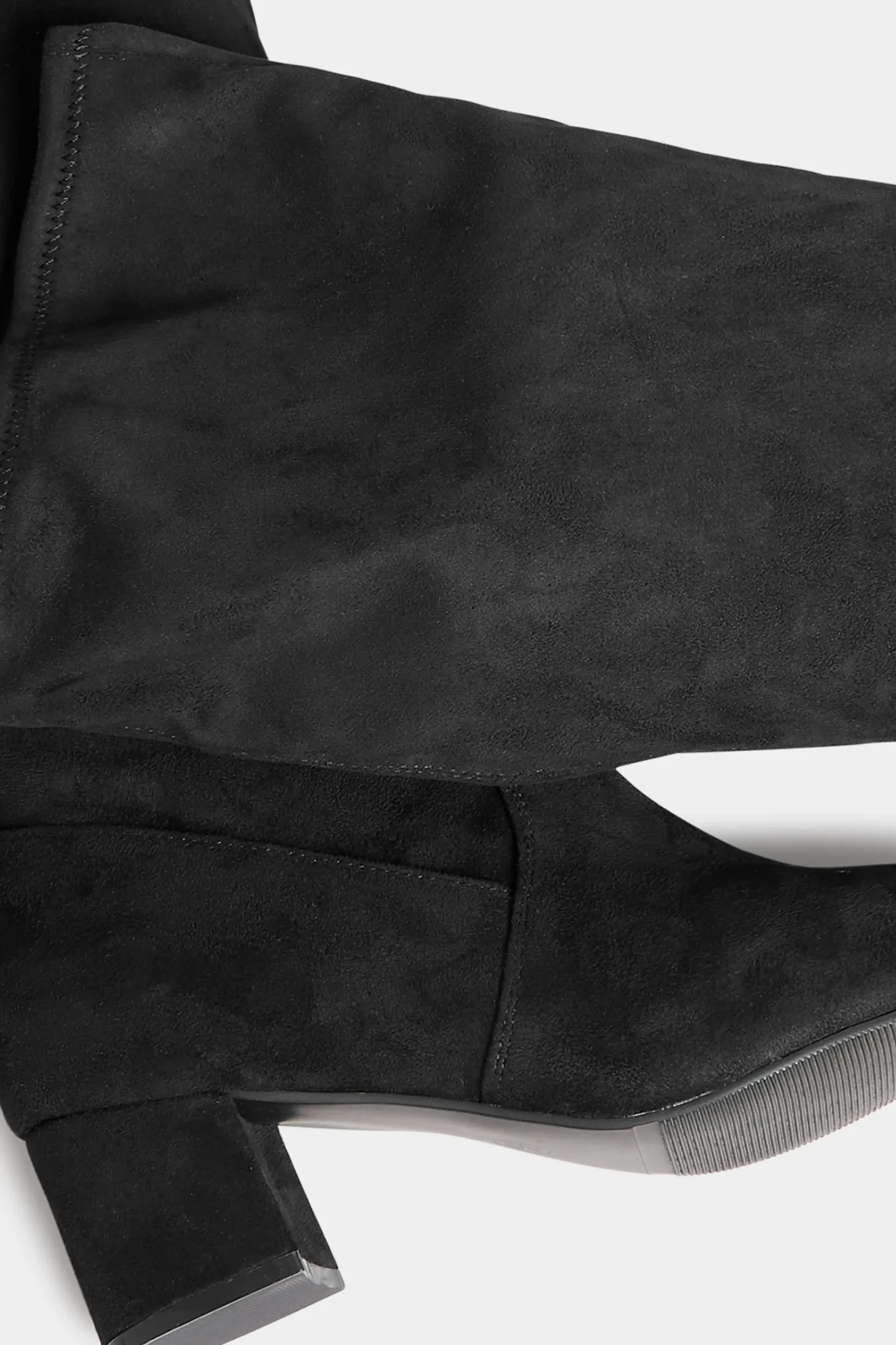 Yours Yours Black Faux Suede Stretch Heeled Knee High Boots In Wide E Fit & Extra Wide Eee Fit