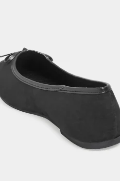 Yours Yours Black Faux Suede Ballerina Pumps In Wide E Fit & Extra Wide Eee Fit
