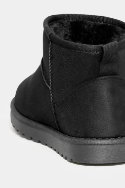 Yours Yours Black Faux Suede Faux Fur Lined Ankle Boots In Wide E Fit & Extra Wide Eee Fit