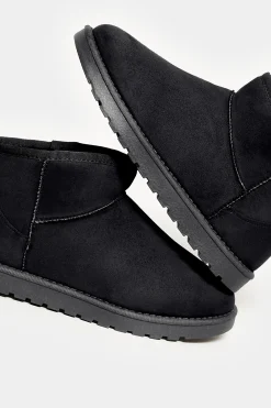 Yours Yours Black Faux Suede Faux Fur Lined Ankle Boots In Wide E Fit & Extra Wide Eee Fit