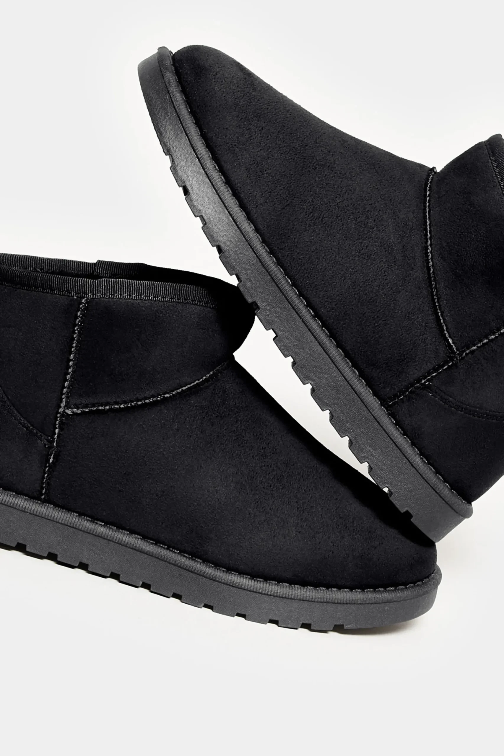 Yours Yours Black Faux Suede Faux Fur Lined Ankle Boots In Wide E Fit & Extra Wide Eee Fit