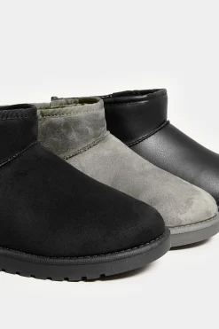 Yours Yours Black Faux Suede Faux Fur Lined Ankle Boots In Wide E Fit & Extra Wide Eee Fit