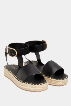 Yours Yours Black Flatform Espadrilles In Wide E Fit & Extra Wide Eee Fit