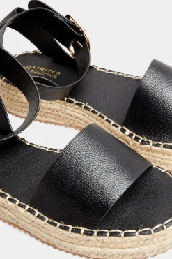 Yours Yours Black Flatform Espadrilles In Wide E Fit & Extra Wide Eee Fit