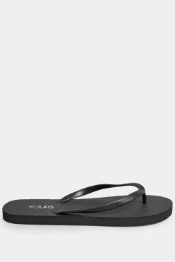 Yours Yours Black Flip Flops In Extra Wide Eee Fit
