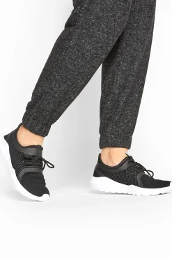 Yours Yours Black Knitted Mesh Trainers In Standard Fit