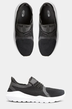 Yours Yours Black Knitted Mesh Trainers In Standard Fit