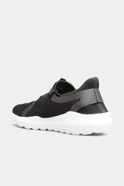 Yours Yours Black Knitted Mesh Trainers In Standard Fit