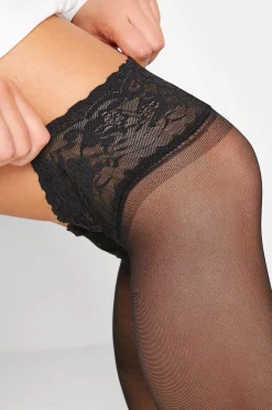 Yours Yours Black Lace Stockings