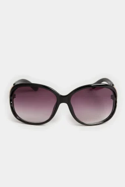 Yours Yours Black Oversized Chain Detail Sunglasses