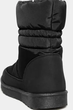 Yours Yours Black Padded Snow Boots In Extra Wide Eee Fit