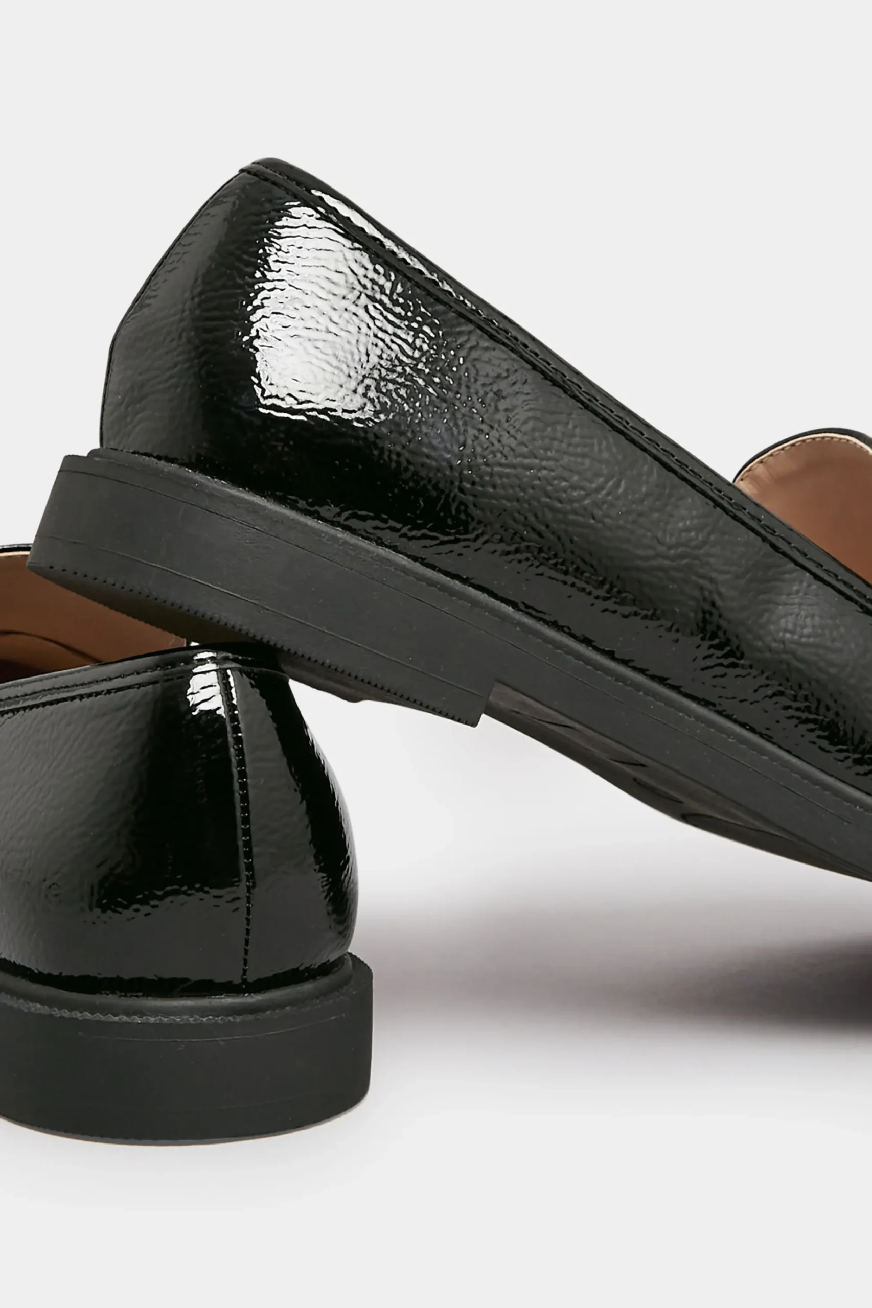 Yours Yours Black Patent Chain Detail Loafer In Wide E Fit & Extra Wide Eee Fit