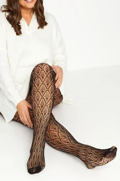 Yours Yours Black Peacock Feather Lace Tights