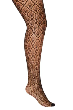 Yours Yours Black Peacock Feather Lace Tights