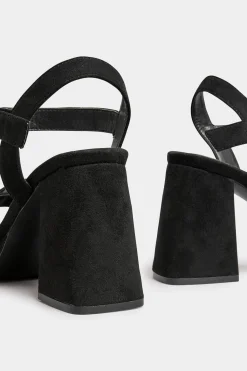 Yours Yours Black Platform Sandal Heels In Wide E Fit & Extra Wide Eee Fit