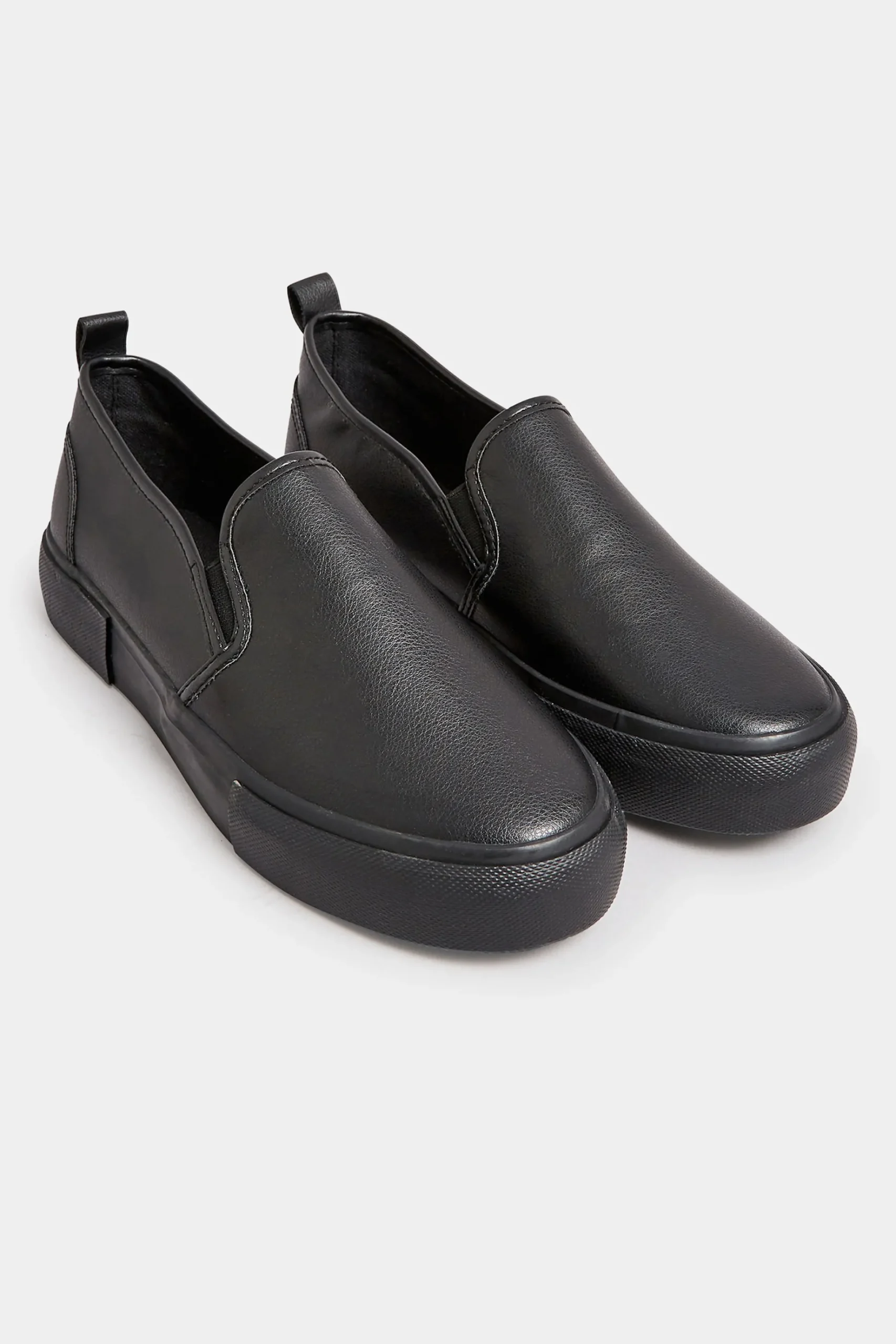 Yours Yours Black Pu Slip On Trainersin Wide E Fit