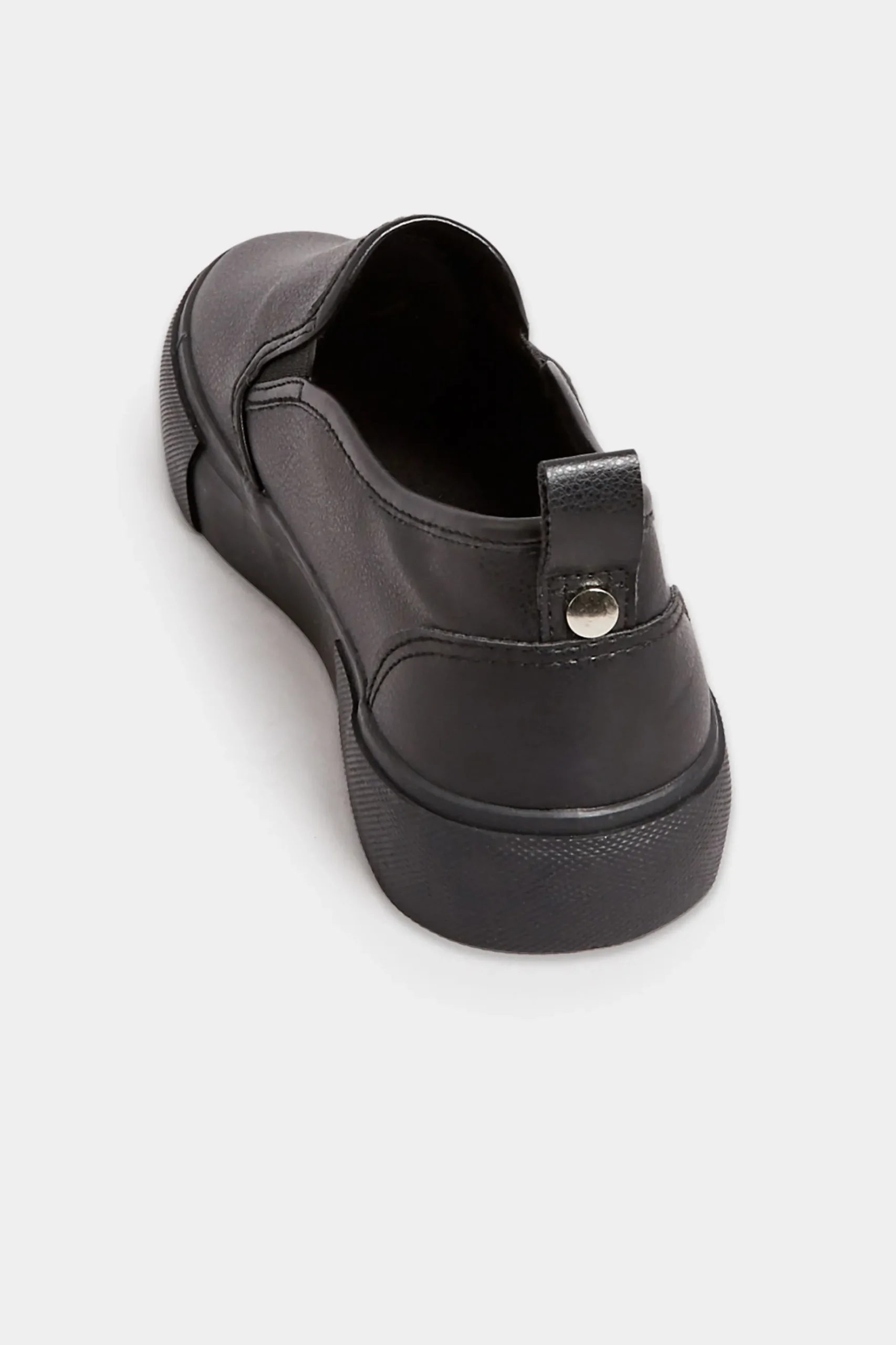 Yours Yours Black Pu Slip On Trainersin Wide E Fit