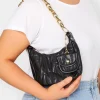 Yours Yours Black Quilted Multi Pocket Chunky Chain Bag