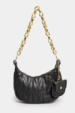 Yours Yours Black Quilted Multi Pocket Chunky Chain Bag