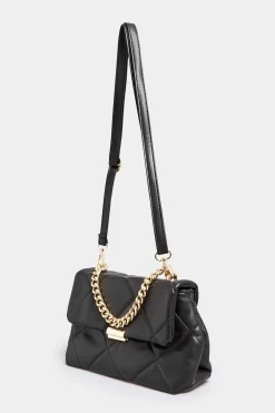 Yours Yours Black Quilted Chain Handle Bag