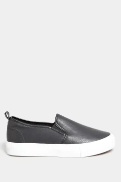 Yours Yours Black Slip-On Trainers In Wide E Fit