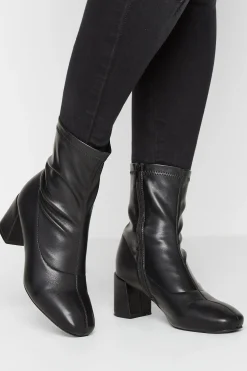 Yours Yours Black Square Toe Heeled Boots In Wide E Fit & Extra Wide Eee Fit