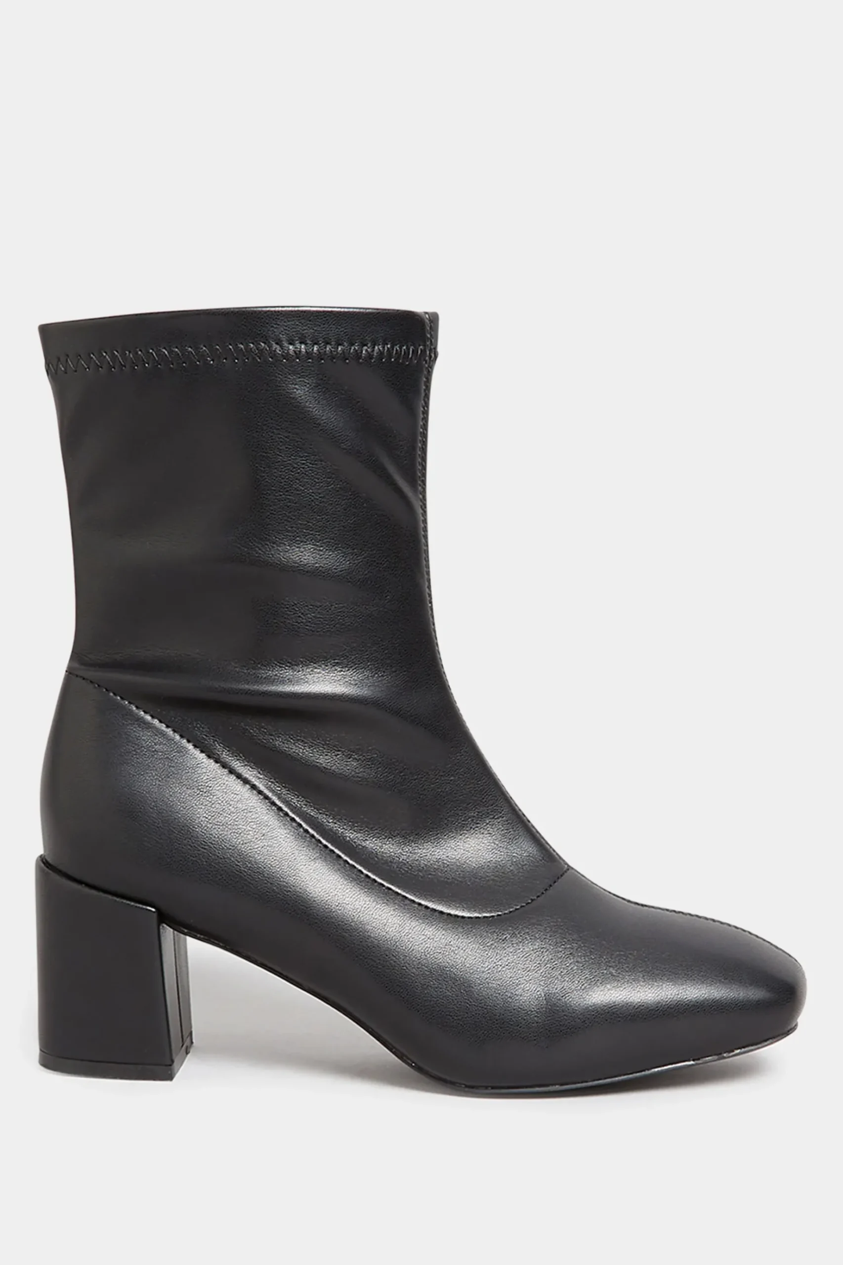 Yours Yours Black Square Toe Heeled Boots In Wide E Fit & Extra Wide Eee Fit
