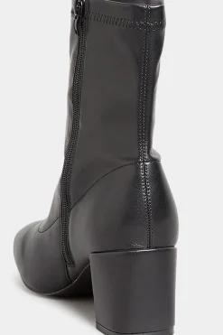 Yours Yours Black Square Toe Heeled Boots In Wide E Fit & Extra Wide Eee Fit