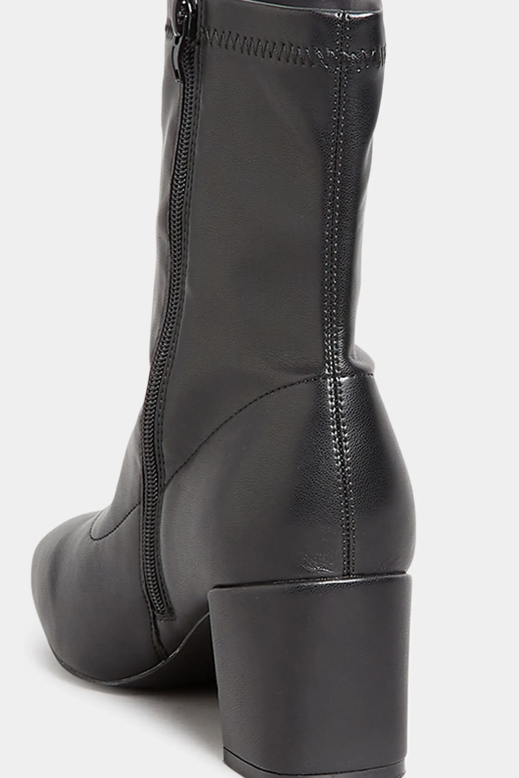 Yours Yours Black Square Toe Heeled Boots In Wide E Fit & Extra Wide Eee Fit
