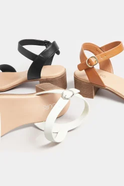 Yours Yours Black Strappy Low Heel Sandals In Extra Wide Eee Fit
