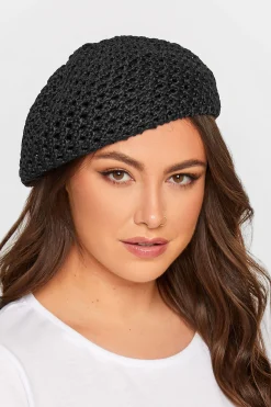 Yours Yours Black Straw Beret