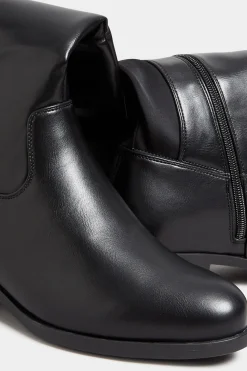 Yours Yours Black Stretch Knee High Boots In Wide E Fit & Extra Wide Eee Fit