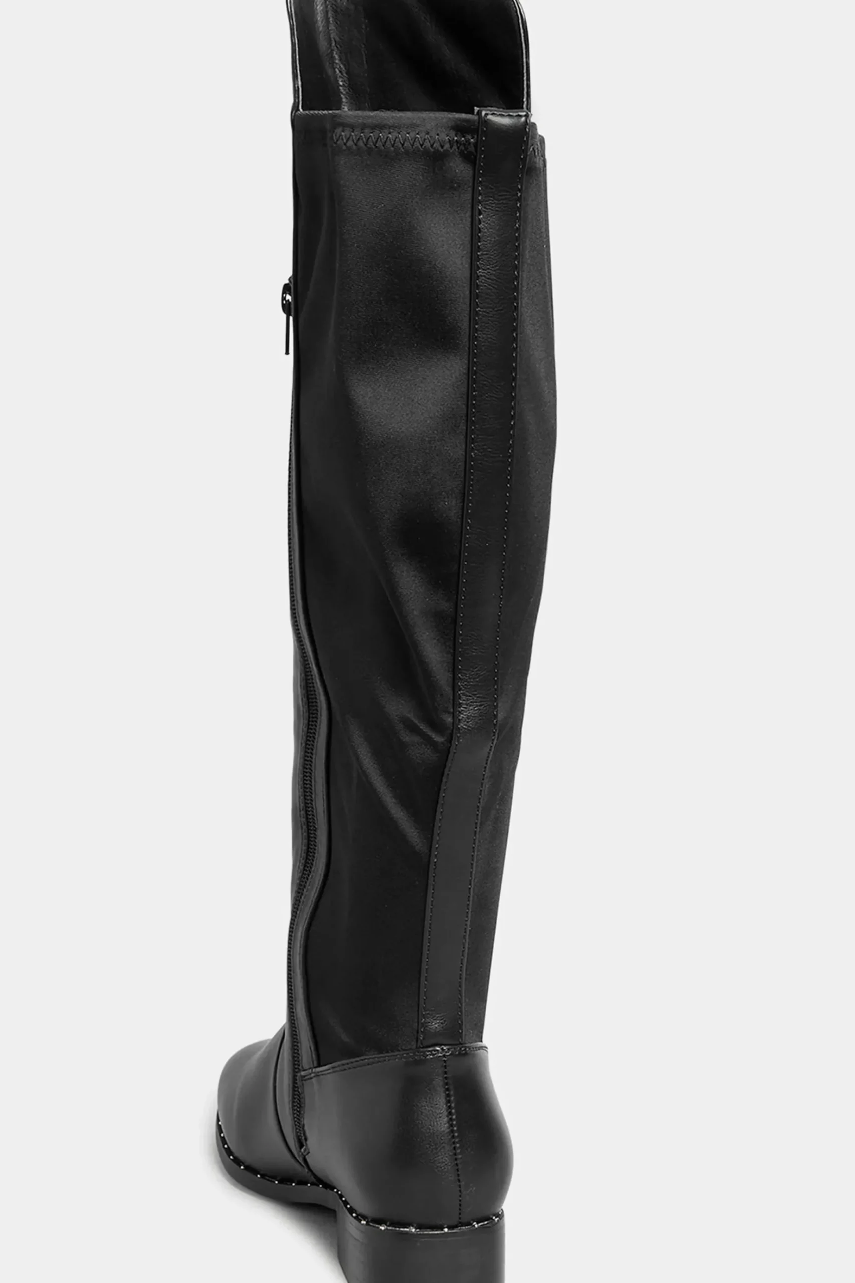 Yours Yours Black Studded Knee High Boots In Wide E Fit & Extra Wide Eee Fit