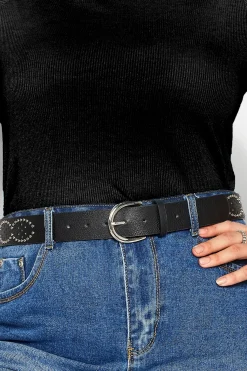 Yours Yours Black Studded Belt