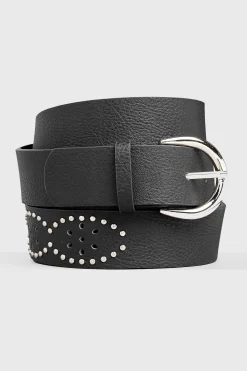 Yours Yours Black Studded Belt