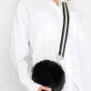 Yours Yours Black Tape Strap Circle Bag