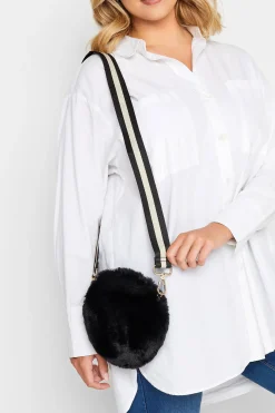 Yours Yours Black Tape Strap Circle Bag