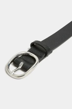 Yours Yours Black Textured Oval Buckle Belt