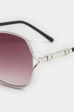 Yours Yours Black Tinted Metal Arm Sunglasses