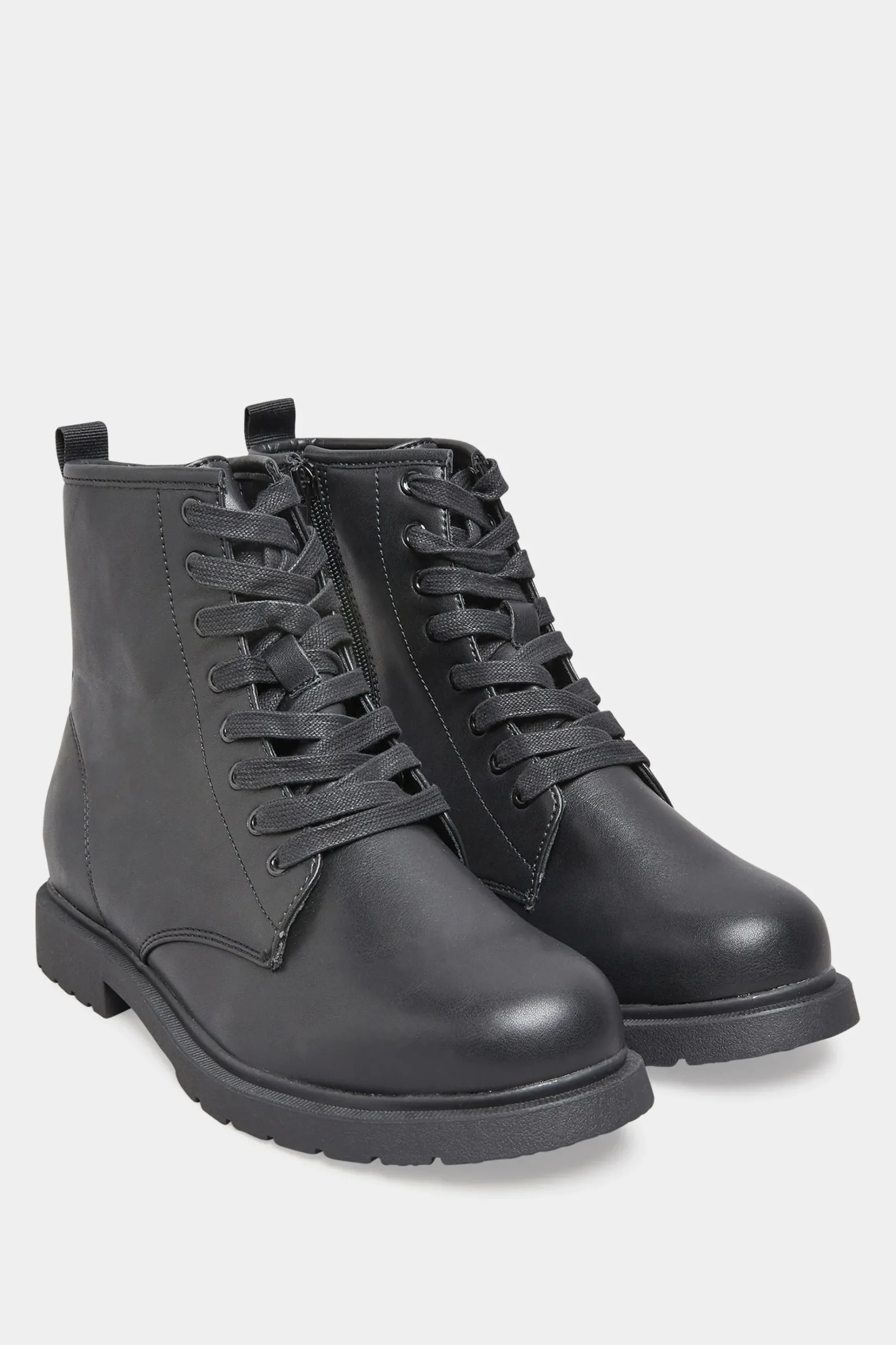 Yours Yours Black Vegan Faux Leather Lace Up Ankle Boots In Wide E Fit & Extra Wide Eee Fit