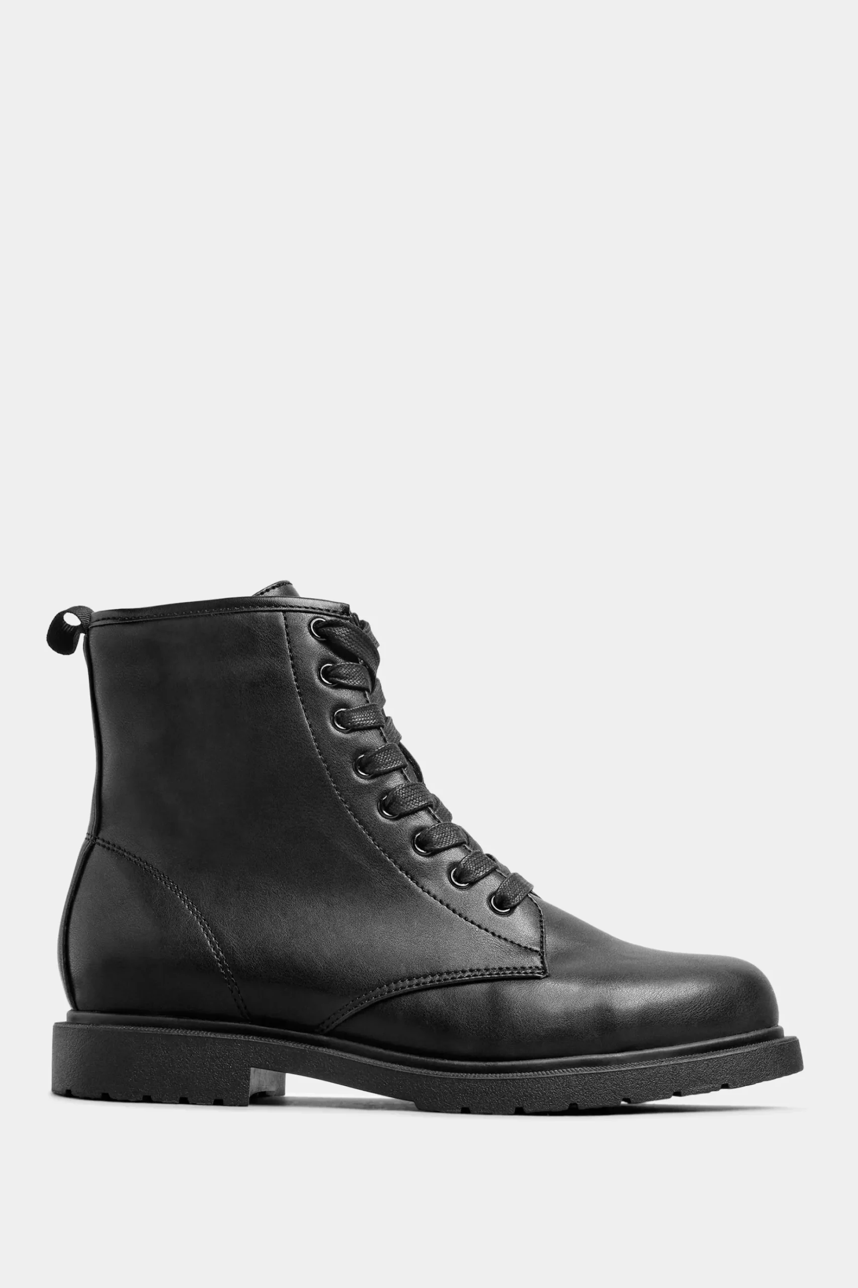 Yours Yours Black Vegan Faux Leather Lace Up Ankle Boots In Wide E Fit & Extra Wide Eee Fit